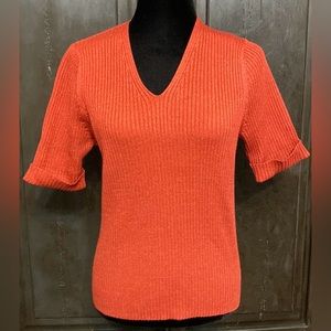 Kathy Lee shortsleeved red brick metallic sweater - Size Medium
